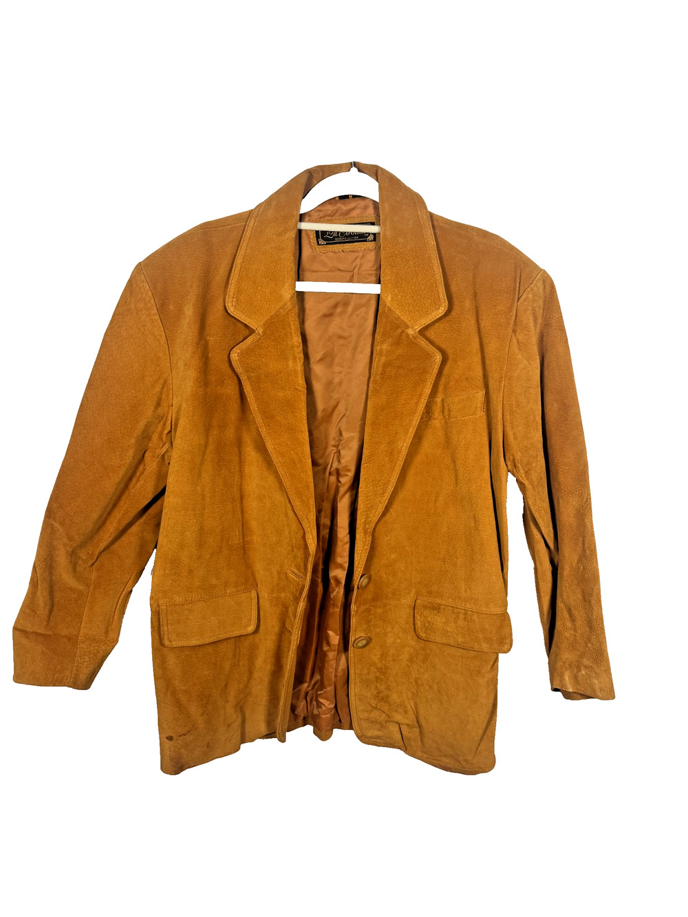 Vintage La Covina Genuine Raw Leather Suede Brown 2 Button Womens Jacket Size XL